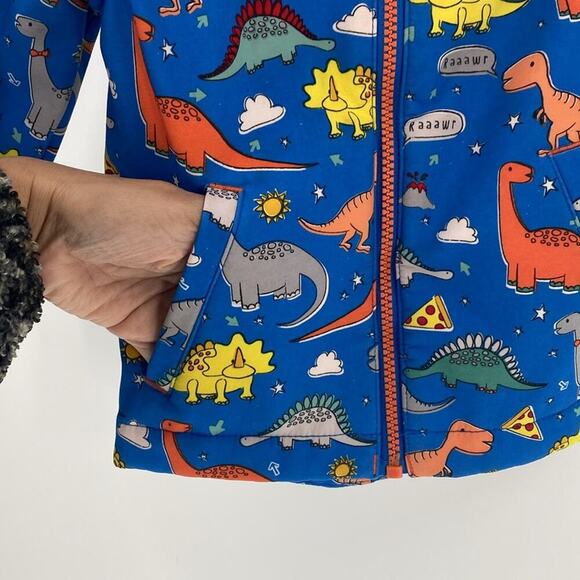 Cat & Jack Dinosaur Pizza hooded full zip Jacket lined novelty print sz 3T blue - Picture 3 of 6